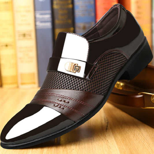 Chaussures Oxford En Cuir Verni Pour Hommes, Chaussures Habillées Formelles Pour Le Bureau De Noce