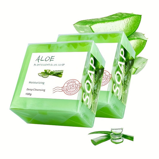 Aloe Vera Soap 2 Packs, Savon Artisanal Pour Le Visage Et Le Bain, Savon À L'Aloe Vera Pour Un Nettoyage En Profondeur, L'exfoliation, L'hydratation Et Les Soins Du Corps, Savon Pour Les Soins De La Peau, Unisexe