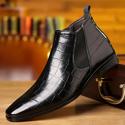 Bottes Chelsea Cheville Pour Hommes De Grande Taille Avec Dessus En Simili Cuir, Faciles À Enfiler, Idéales Pour Les Occasions Professionnelles, Chaussures De Bureau Pour Hommes