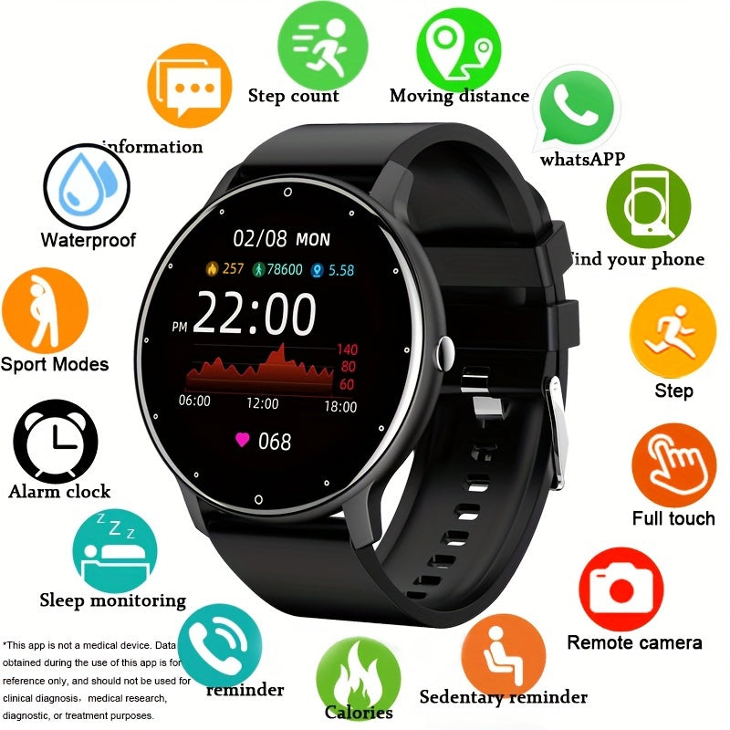 Montre Sport Homme Étanche avec Écran Tactile Complet - Smartwatch Multifonction pour Android et iOS