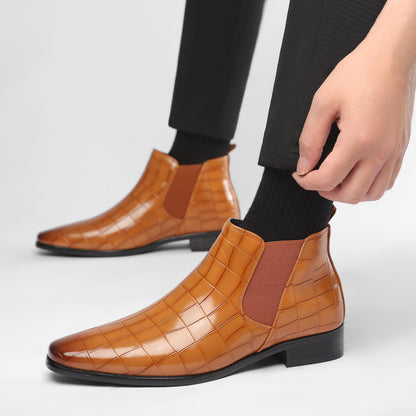 Bottes Chelsea Cheville Pour Hommes De Grande Taille Avec Dessus En Simili Cuir, Faciles À Enfiler, Idéales Pour Les Occasions Professionnelles, Chaussures De Bureau Pour Hommes